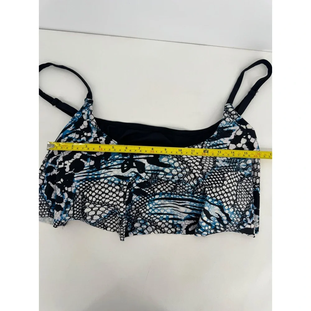 Swimsuits For All Blue Black Reptile Print Ruffle Tiered Bikini Top Sz 22W
